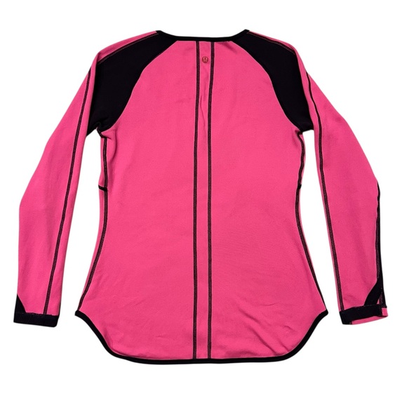 Lululemon Reversible Runder Under Long Sleeve Black Swan / Raspberry Glo Light - Picture 4 of 7